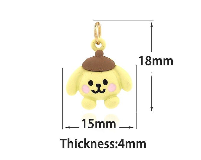 18K Gold Filled Polymer Clay Pendant, Gold Dainty Cartoon Character Charms Bracelet Necklace,Suitable for DIY Jewelry Making Supply