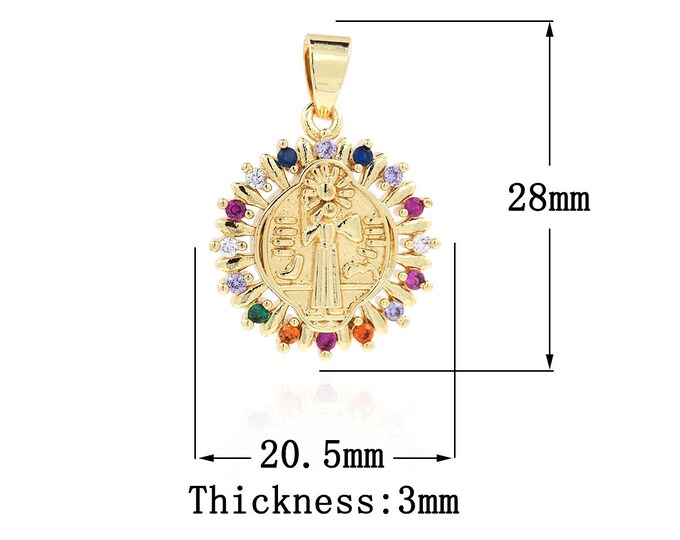 18K Gold Filled CZ Girl Pendant,Gold Dainty Sun Charms,Girl Charm Bracelet Necklace for DIY Jewelry Making Supply