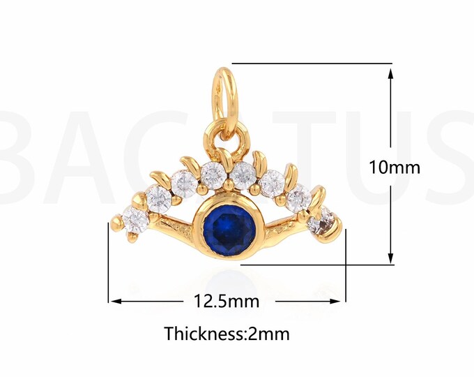 1PCS,Jewelry Products, Greek Eye Charm, Eye Pendant Suitable for Bracelets, Necklaces, Micro-Pave 18K Gold Filled Eye Jewelry 12.5x10x2mm