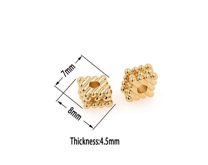 18K Gold Filled Square Beads,Gold Square Beads,DIY Bracelet Necklace Earrings Jewelry Making