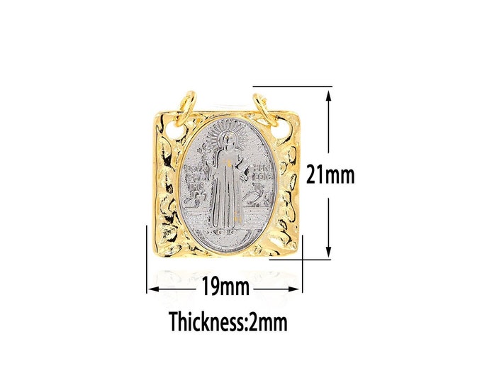 18K Gold Filled Jesus Pendant,Gold Christianity Charms,Religion Charm Bracelet Necklace for DIY Jewelry Making Supply