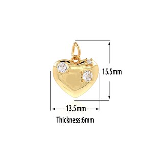 18K Gold Filled Heart Pendant,Gold Heart Charms,CZ Heart Charm Bracelet Necklace for DIY Jewelry Making Supply