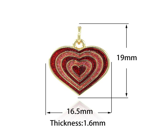 Red Heart Love Pendant, Enamel Charm,18K Gold Filled Red Heart Necklace, Suitable for Bracelet, Necklace, Jewelry Articles