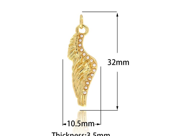 18K Gold Filled Wings Pendant, Gold Dainty Wings Charms,Simple pendant Bracelet Necklace for DIY Jewelry Making Supply