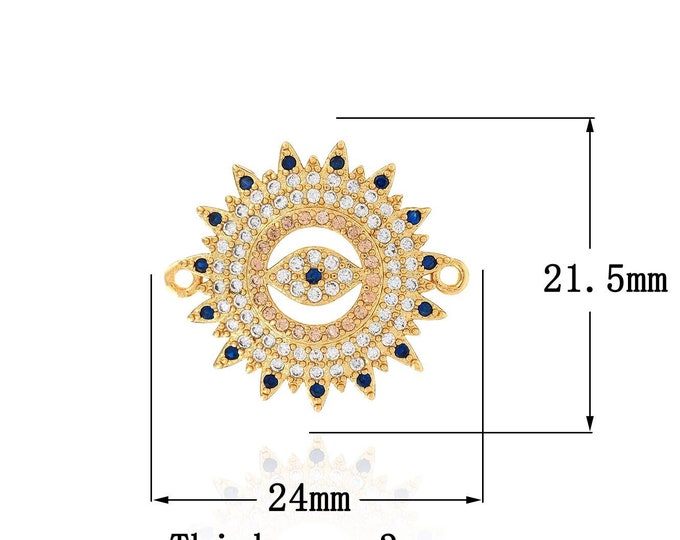 18K Filled Round Eye Connector, Eye Charm,Eye Charm, Suitable For Jewelry Making Accessories 21.5x24x3mm