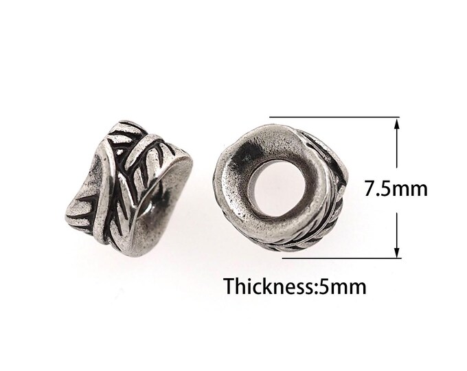 Vintage Silver Filled Large Hole Beads ,Leaf Beads,Round Bead,Spacer Jewelry, DIY Jewelry Making