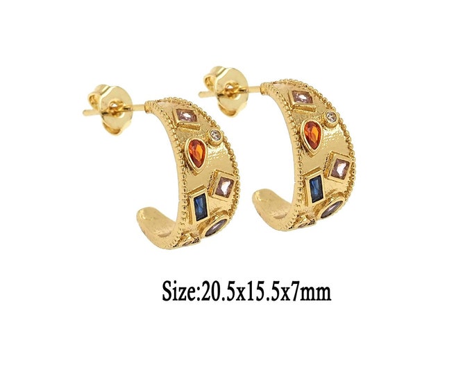1pair 18K Gold Filled Thick Hoops Earrings,Gold Earrings,Dainty Hoops Huggie,Gold  Hoop Earrings