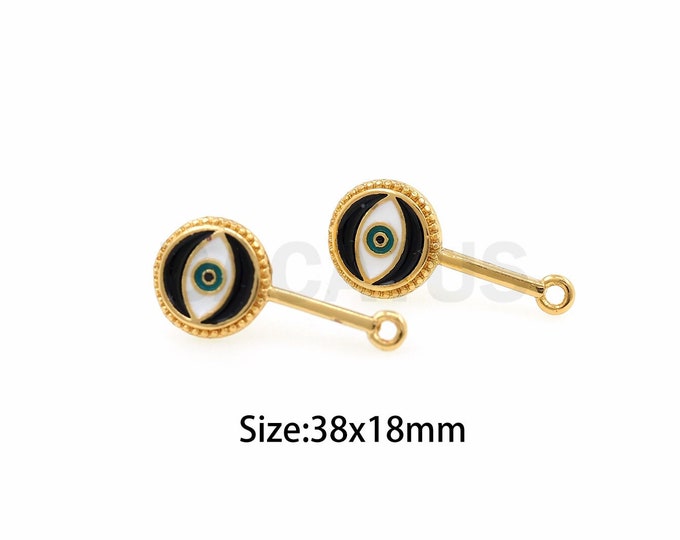 Enamel Eye Earrings, 18K Gold Filled Enamel Eye Earrings, Earring Accessories, Dangle Earring Accessories, Enamel Charm,Eye Charm