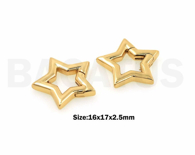 1pcs Star Clasp 18K Gold-Filled Spring Snaps Full Star Carabiner, Star Jewelry, Star Buckle, DIY Jewelry Making 16x17x2.5mm