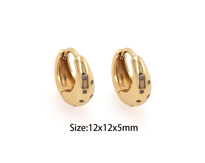 1 pair Gold Dainty Round Earring,18K Gold Filled Round Earrings,Simple Earrings,Gift for Her,12x12x5mm