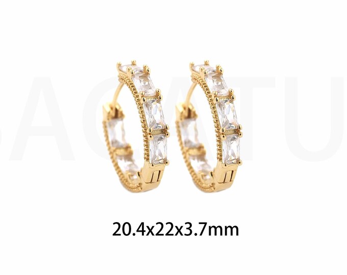 MicroPave CZ Pierced Earrings,18K Gold Filled Round Earrings,Simple Earrings,Dainty Earrings,Modern Earrings,Gift For Her,20.4x22x3.7mm