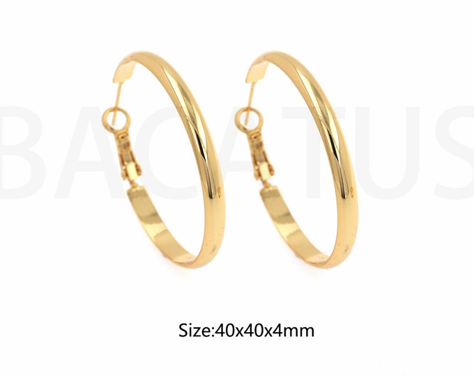 1Pair Boho Earrings 18K Gold Filled Round Zircon Earrings Polygonal Earrings  Zircon Fine Earrings Gift for Her,Round Earrings,40x40x4mm