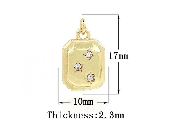 18K Gold Filled Star Pendant,Gold Dainty CZ Square Charms,Star Charm Bracelet Necklace for DIY Jewelry Making Supply,17x10x2.3mm