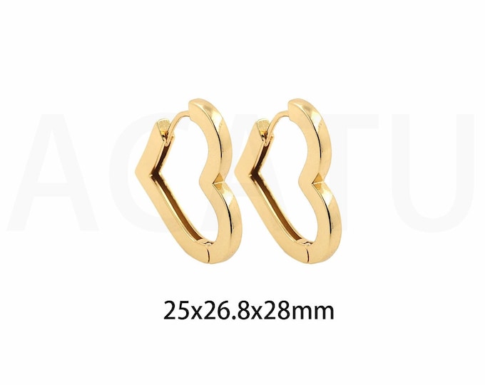 1Pair  Dainty Heart-Shaped Earrings Heart-Shaped Zircon Earrings 18K Gold Filled Heart-Shaped Earrings Heart-Shaped Hoop 25x26.8x28mm