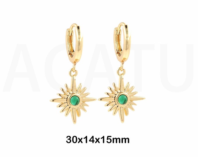 1Pair MicroPave CZ Earrings Flower 18K Gold-Filled Double-Sided Diamond Cartilage Earrings Earrings Diamond Hoop Earrings,30x14x15mm