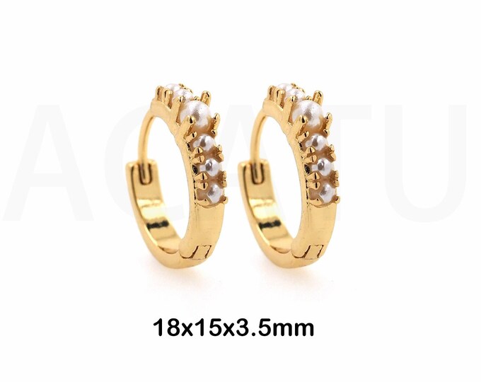 1Pair Diamond Pave Double Row Trolley Stud Earrings, Double Row Zircon Gold Filling, Exquisitely Handmade, Party Wear Jewelry 18x15x3.5mm