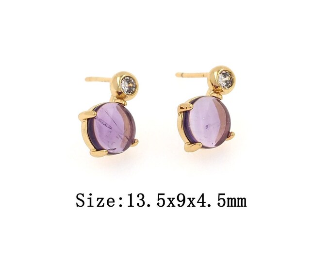 1pair 18K Gold Filling Square Stud Earrings,Gold Round Zircon Stud Earring,Simple Stud Earrings,Gift for Her