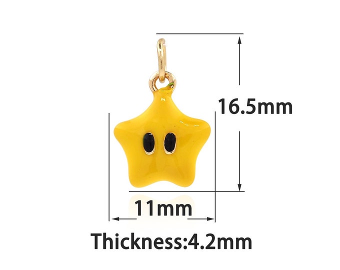 18K Gold Filled Star Pendant, Gold Dainty Enamel Star Charms,Simple Charm Bracelet Necklace, Suitable for DIY Jewelry Making Supply