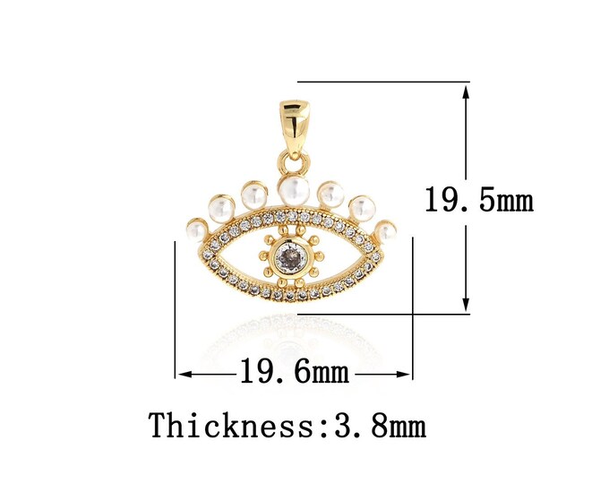 18K Gold Filled Devil Eye Pendant,Gold Dainty Eye Charms,Simple pendant Bracelet Necklace for DIY Jewelry Making Supply