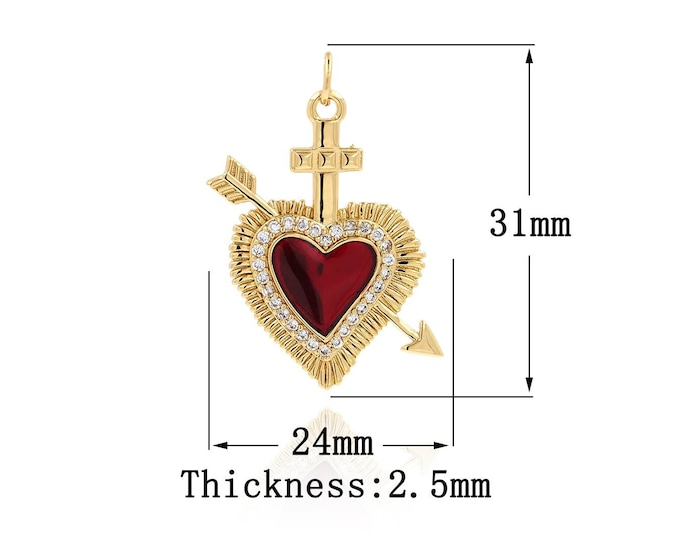 18K Gold Filled Heart Pendant, Gold Dainty Heart Charms,Simple pendant Bracelet Necklace for DIY Jewelry Making Supply