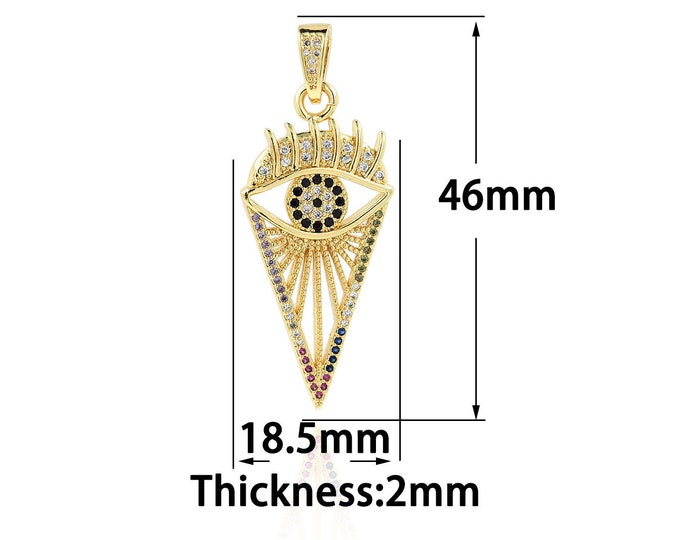 18K Gold Filled Devil Eye Pendant,Gold Dainty Eye Charms,CZ Simple Charm Bracelet Necklace for DIY Jewelry Making Supply
