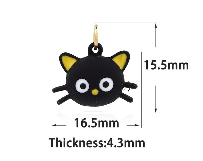 18K Gold Filled Polymer Clay Pendant, Gold Dainty Cat Charms,Simple Charms Bracelet Necklace,Suitable for DIY Jewelry Making Supply