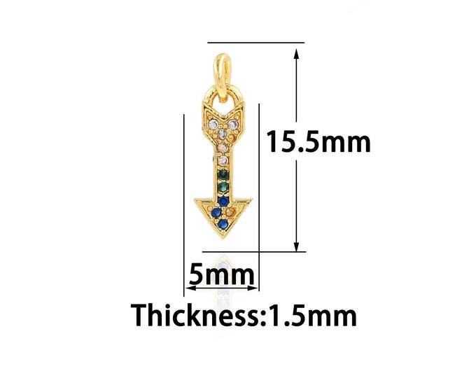 1PCS Arrow Pendant Shooting Sports Archery Charm 18K Gold Filled Arrow Charm Micro-Pave DIY Jewelry Making 5x15.5x1.5mm