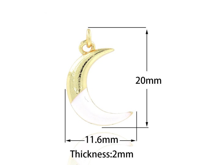 Enamel Moon Pendant Necklace,Women's Crescent Pendant Crescent Necklace, Enamel Jewelry, DIY Jewelry Making 11.6x20x2mm
