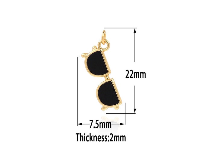 18K Gold Filled Glasses Pendant,Gold  Dainty Sunglasses  Charms, Dainty  Charm Bracelet Necklace for DIY Jewelry Making Supply