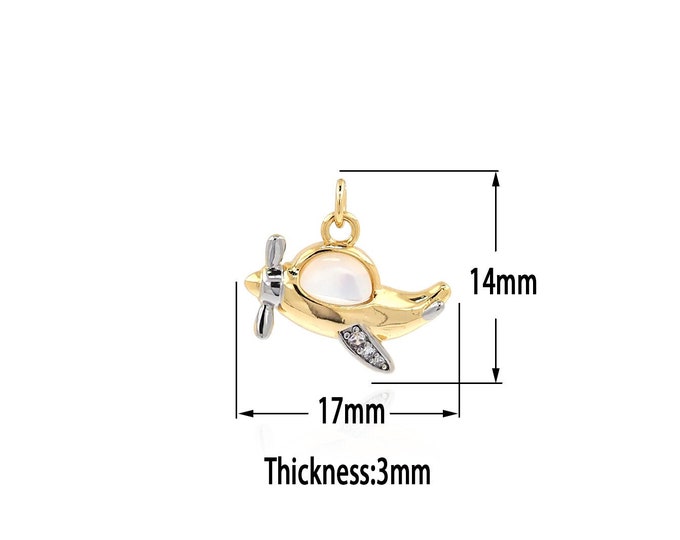 18K Gold Filled Aircraft Pendant,Gold  Dainty Aircraft, Minimalist  Charm Bracelet Necklace for DIY Jewelry Making Supply