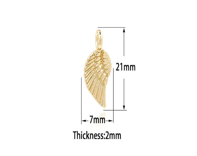 18K Gold Filled Wing Pendant,Gold  Dainty Charms, Minimalist  Charm Bracelet Necklace for DIY Jewelry Making Supply