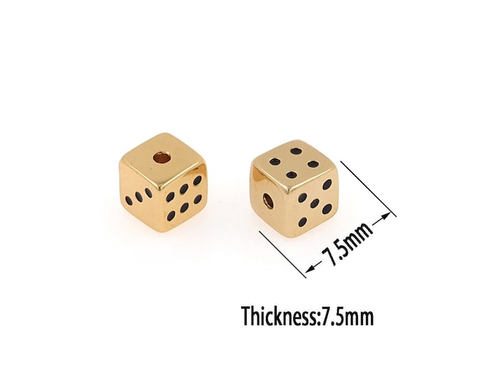 18K Gold Filled Dice Beads,Gold Dice Beads, DIY Bracelet Necklace Earrings Jewelry Making