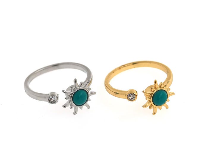 Dainty Ring, Fashion Ring, Adjustment Ring,18K Gold Filled Square Flower Ring, Micropavé CZ Ring, Sun Ring,