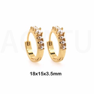 1 Paar Diamant Pave Doppelreihige Trolley Ohrstecker, Zweireihig Zirkon Goldfüllung, Exquisit Handgemacht, Party Wear Schmuck 18x15x3.5mm