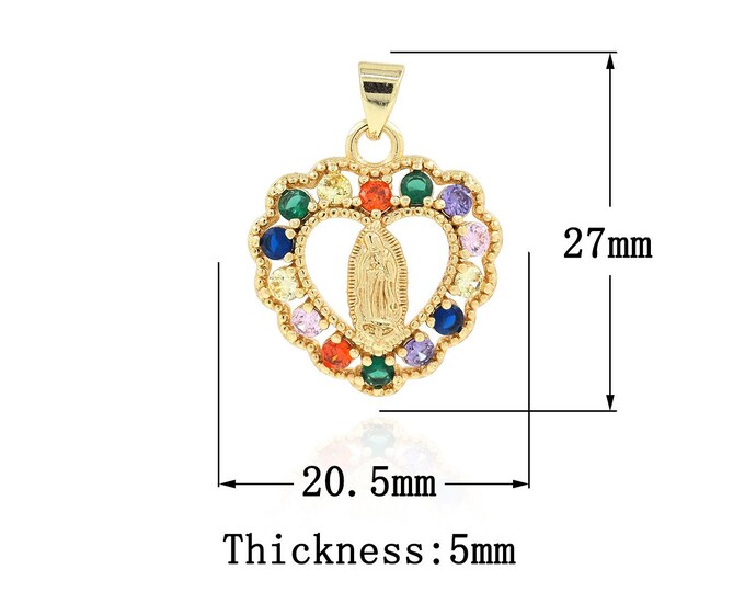 18K Gold Filled CZ Virgin Mary Pendant,Gold Dainty Religion Charms,Catholic Charm Bracelet Necklace for DIY Jewelry Making Supply