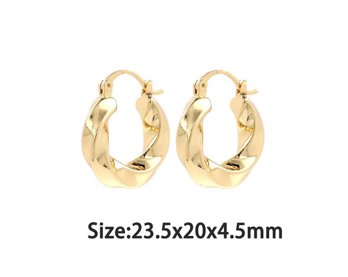 1 pair Gold Dainty Hoop Earring,18K Gold Filled Hoop Earrings,Simple Earrings,Gift for Her