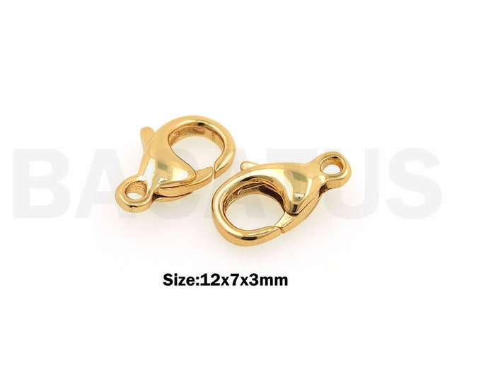 oval clasp, Jewelry Clasp Lobster clasp, 18K gold filled carabiner, spring clasp, necklace clasp,snap clasp, DIY jewelry supplies,12x7x3mm