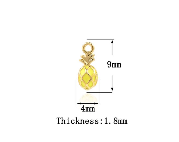 18K Gold Filled Pineapple pendant,Gold  Dainty Pineapple Charms, Pineapple Charm Bracelet Necklace for DIY Jewelry Making Supply