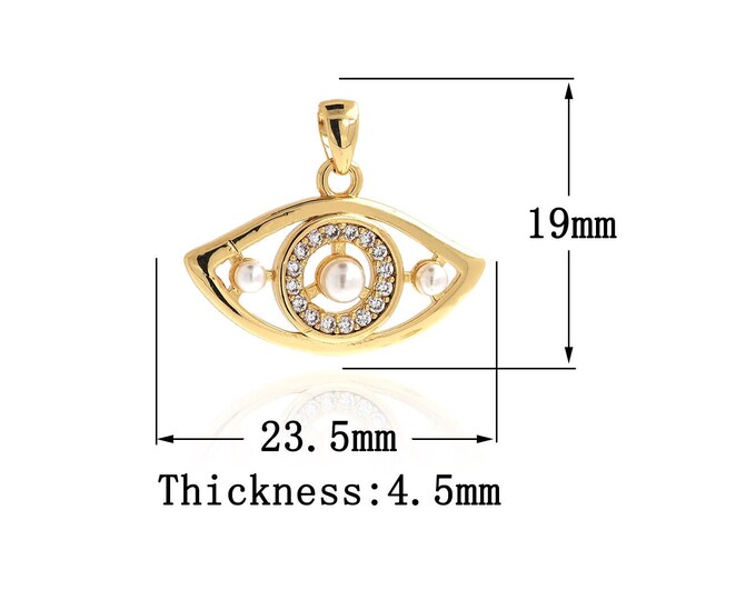 18K Gold Filled Devil Eye Pendant,Gold Dainty Eye Charms,Simple pendant Bracelet Necklace for DIY Jewelry Making Supply