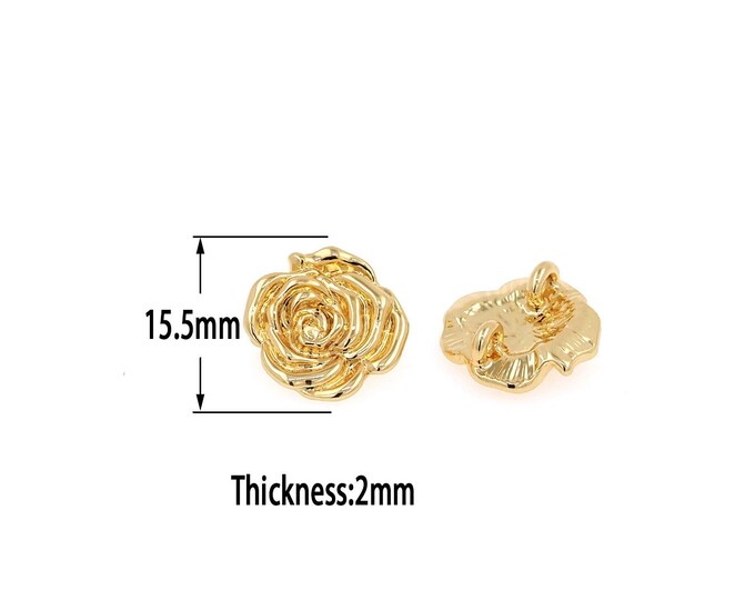 18K Gold Filled Flower Beads,Gold Flat Beads, DIY Bracelet Necklace Earrings Jewelry Making
