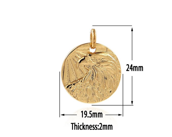 18K Gold Filled Coin Pendant,Gold  Dainty Character Charms, Relief Charm Bracelet Necklace for DIY Jewelry Making Supply