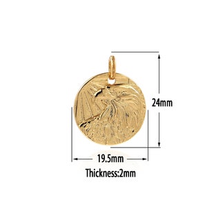 18K Gold Filled Coin Pendant,Gold  Dainty Character Charms, Relief Charm Bracelet Necklace for DIY Jewelry Making Supply