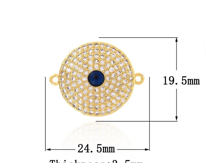 18K Filled Round Eye Connector, Eye Charm,Eye Charm, Suitable For Jewelry Making Accessories 19.5x24.5x3.5mm