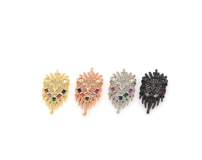 18K Gold Filled CZ Lion Connector,Gold Dainty Lion Connector,Lion  Connector Bracelet Necklace for DIY Jewelry Making Supply