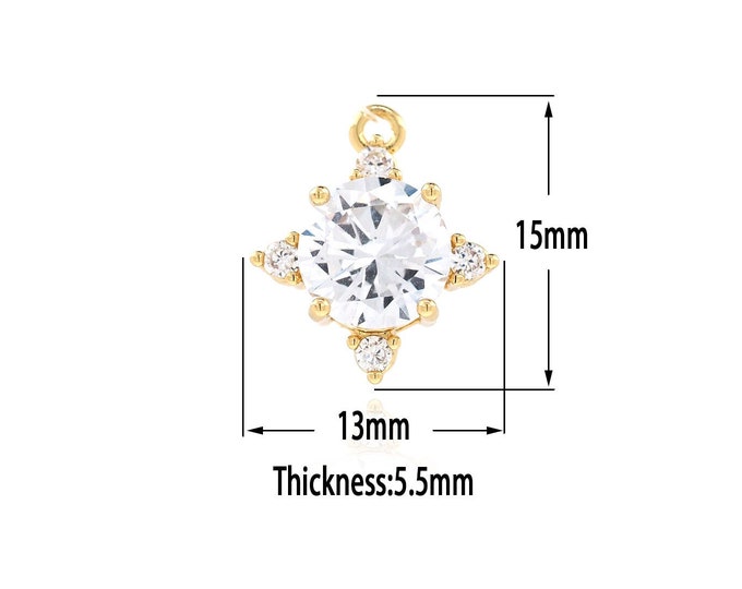 18K Gold Filled Star Pendant,Gold Polar Star Charms,CZ Polar Star Charm Bracelet Necklace for DIY Jewelry Making Supply