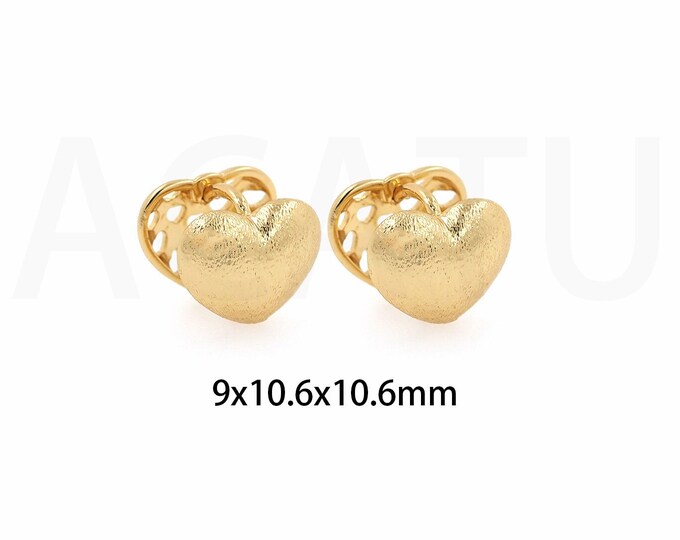 1Pair 18K Gold-Filled Earrings Heart-Shaped Earrings Hoop Earrings Earrings Love Ladies Fashion Earrings Wearing Gifts,9x10.6x10.6mm