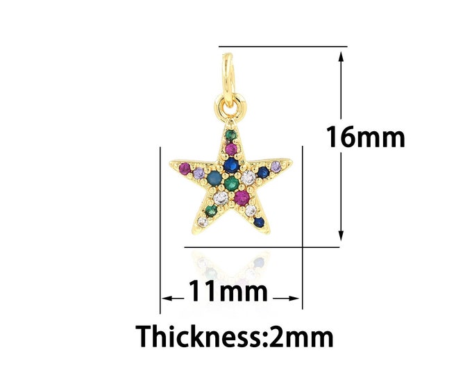 Star Charm,Pentagram Jewelry,18K Gold Filled Simple Star Pendant,Star Necklace, DIY Jewelry Making Supplies 11x16x2mm