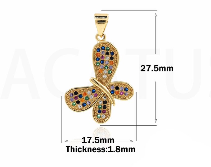 18K Gold Filled Butterfly Pendant,Gold Dainty CZ Butterfly Charms,Butterfly Charm Bracelet Necklace for DIY Jewelry Making Supply