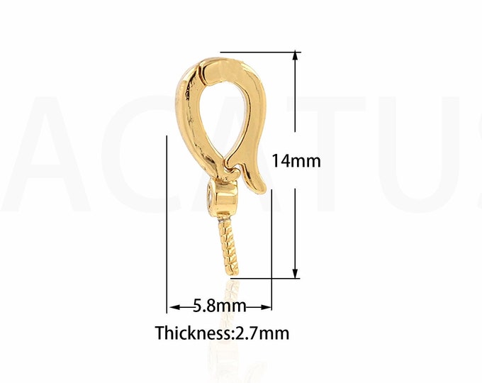 Lobster Clasp Cap, 18K Gold Filled Carabiner  Cap, Bead  Cap with Lobster Clasp, Bead Accessories, DIY Jewelry Supplies, 14x5.8x2.7mm
