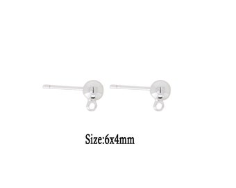 Silver Filling Ball and Hoop Stud Earring Findings, Minimalist Stud Earring Jewelry Making Supplies, Craft Supplies and Tools